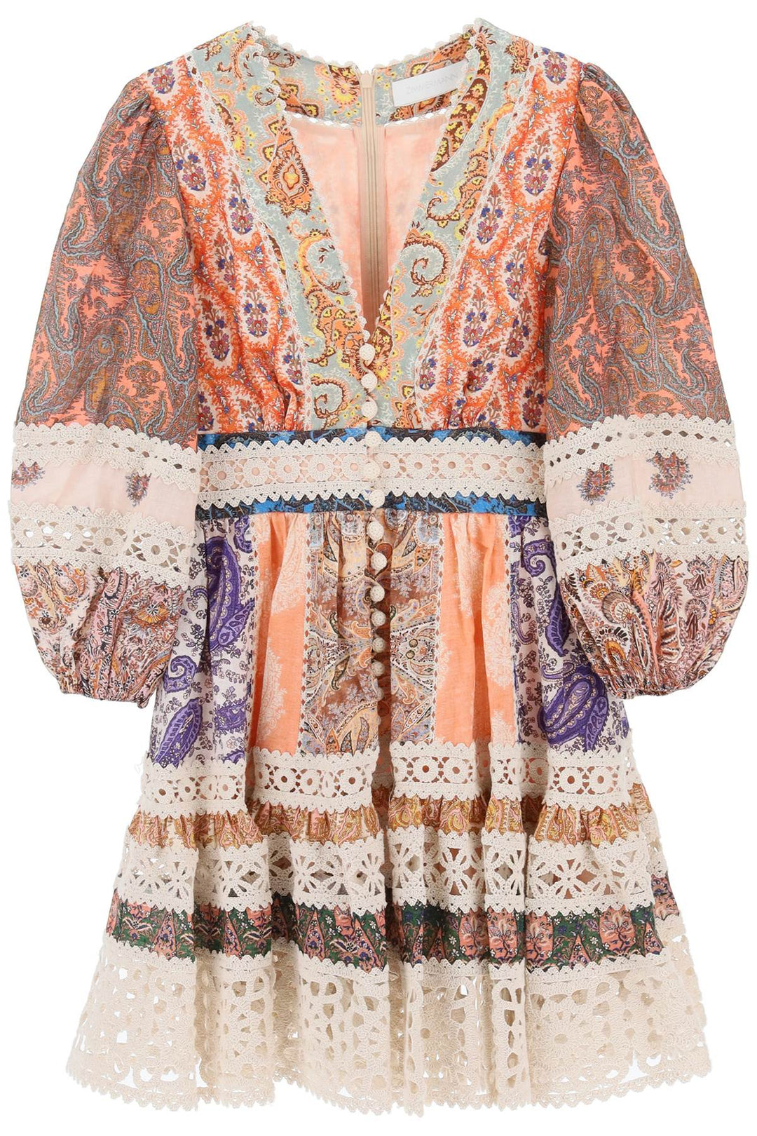 Zimmermann Mini Dress With Balloon Sleeves   Multicolor