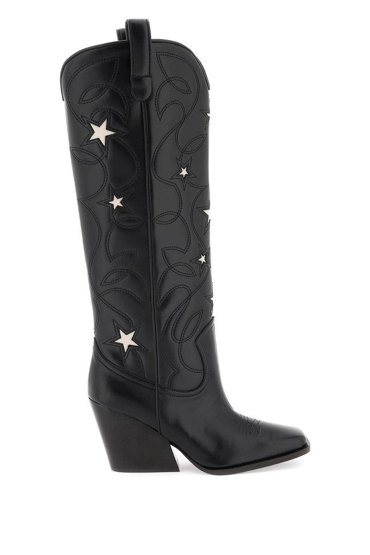 Stella Mc Cartney Texan Boots With Star Embroidery   Nero