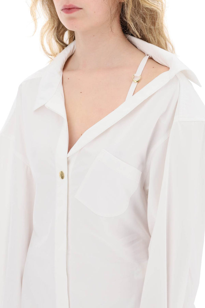Jacquemus Replace With Double Quotethe Mini Shirt Dress Chemise G   Bianco