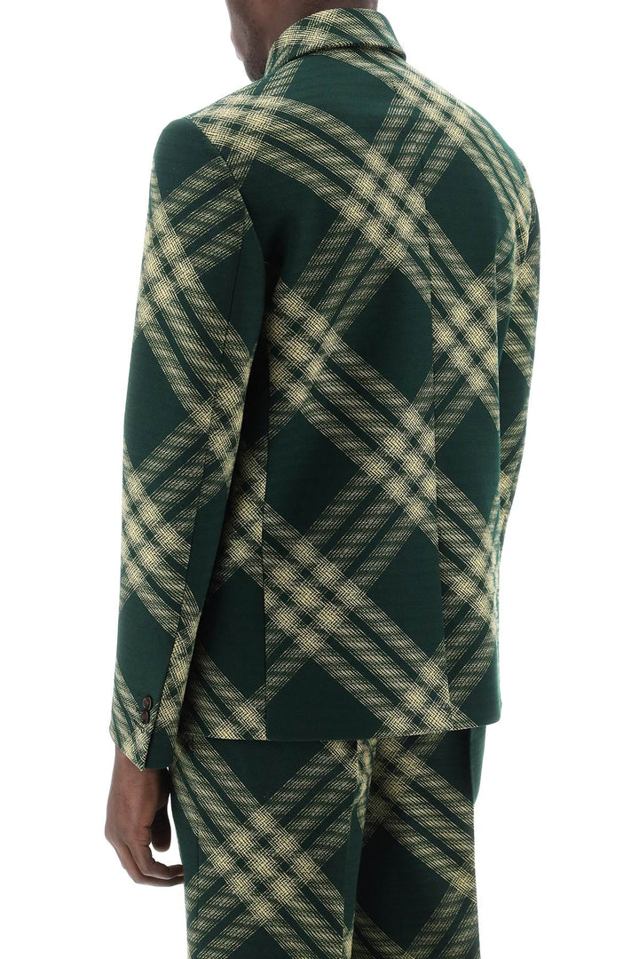 Burberry Single Breasted Check Jacket   Verde