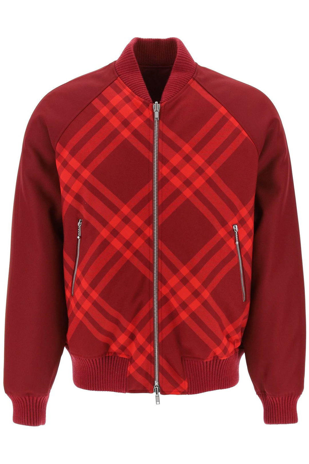 Burberry Check Reversible Bomber Jacket   Rosso