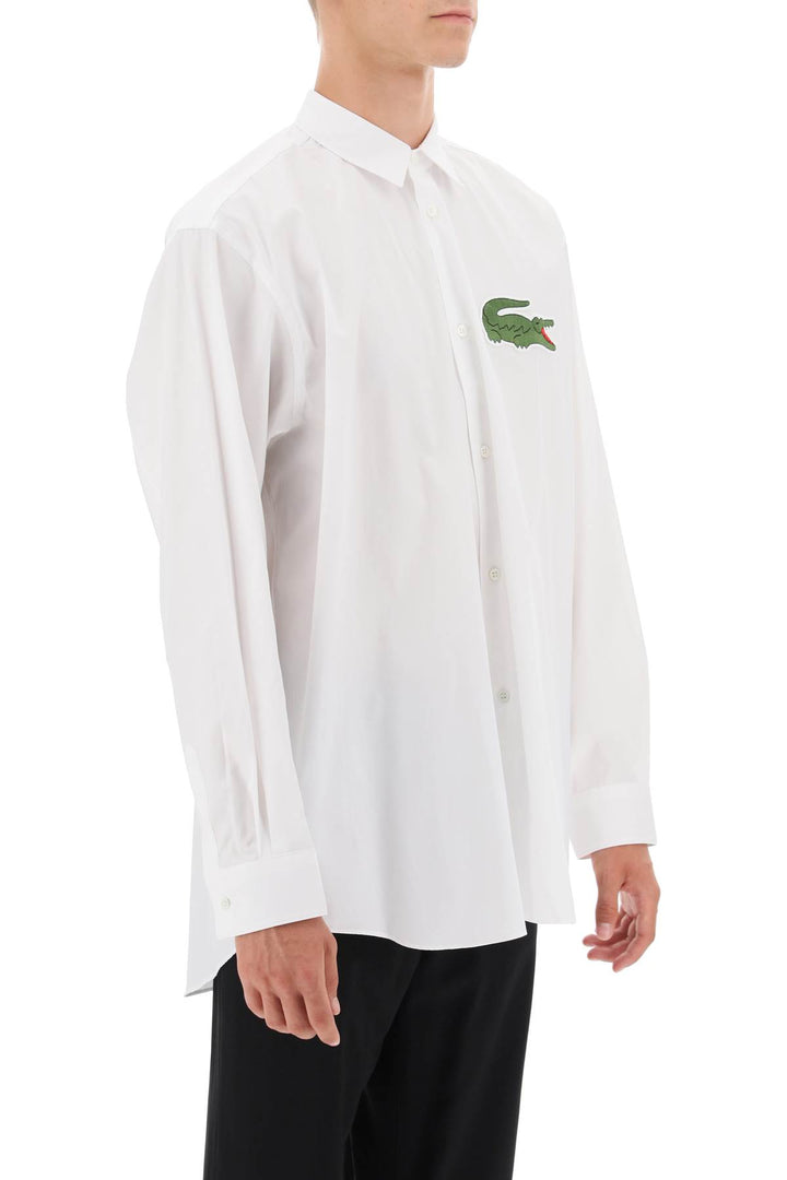 Comme Des Garcons Shirt X Lacoste Oversized Shirt With Maxi Patch   Bianco
