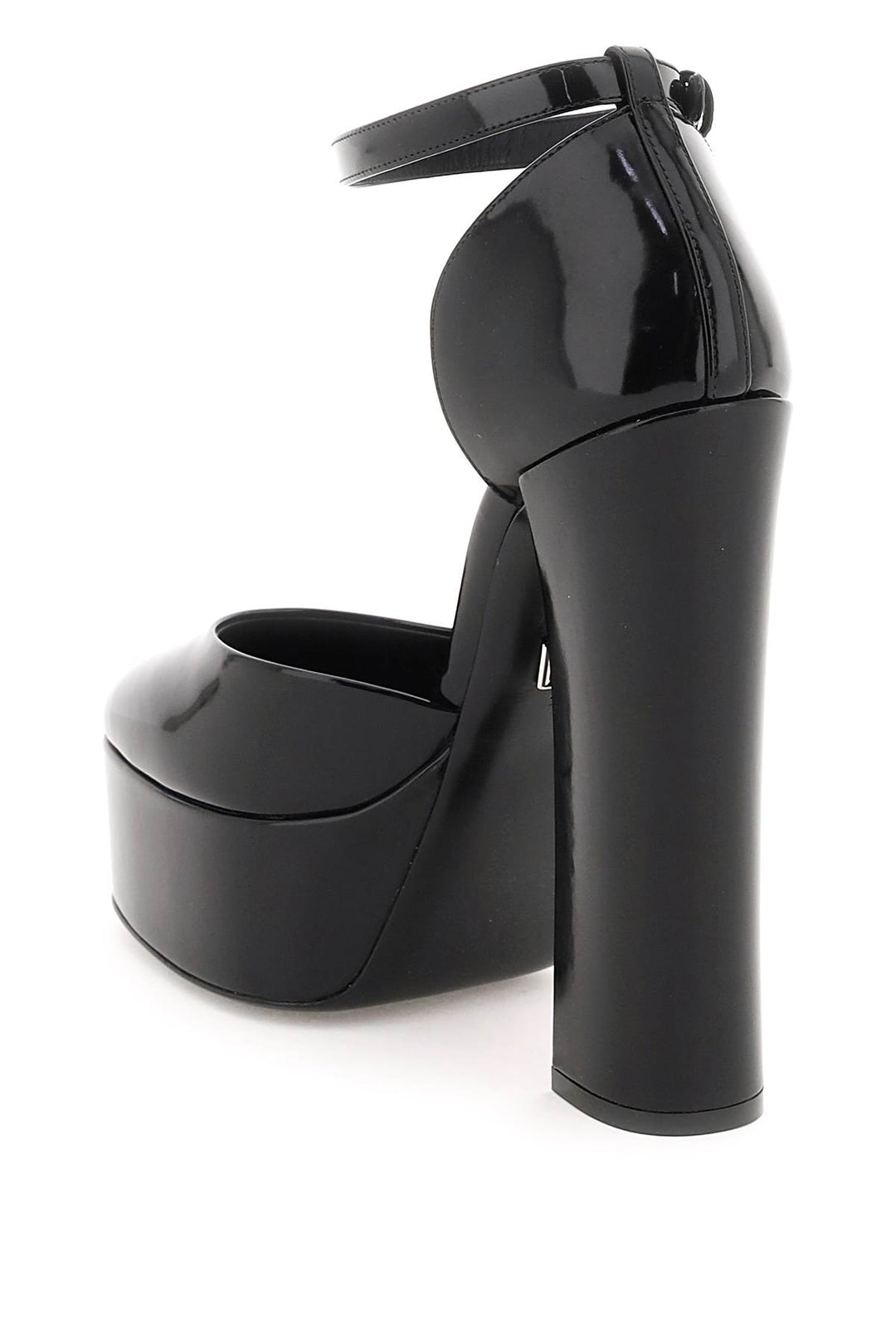 Dolce & Gabbana Polished Leather Platform Pumps   Nero