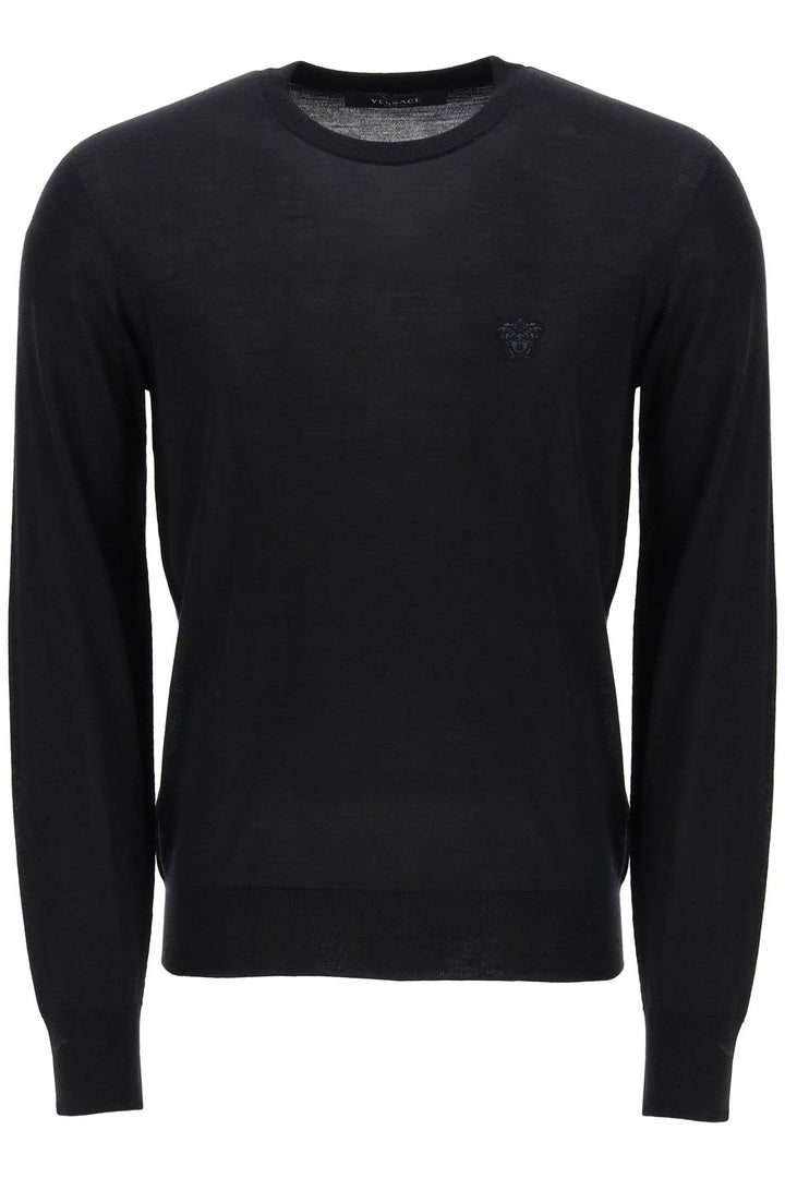 Versace Pullover With Medusa Embroidery   Nero