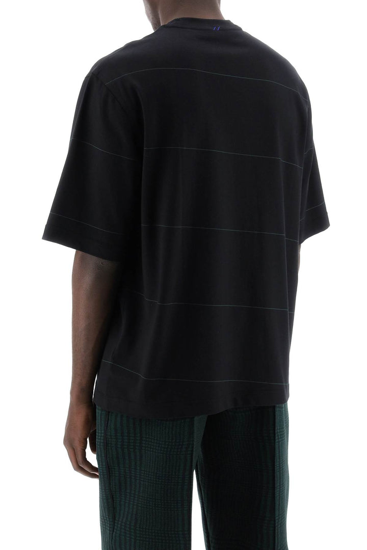 Burberry Striped T Shirt With Ekd Embroidery   Nero