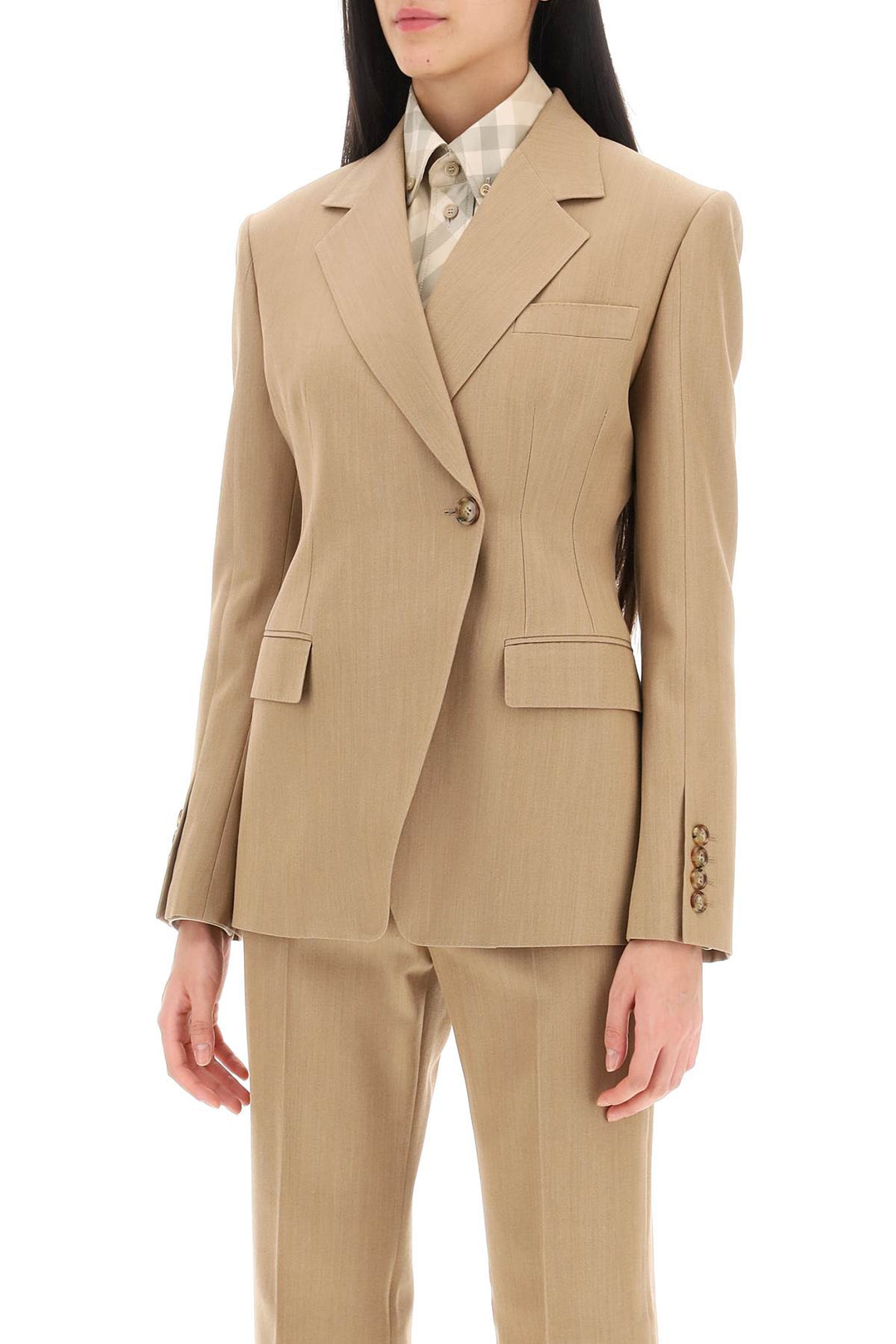 Burberry Claudete Double Breasted Jacket   Beige