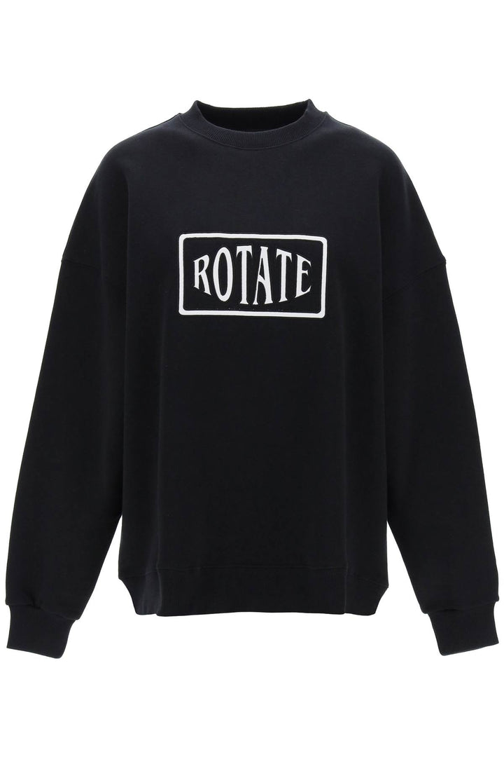 Rotate Crew Neck Sweatshirt With Logo Embroidery   Nero