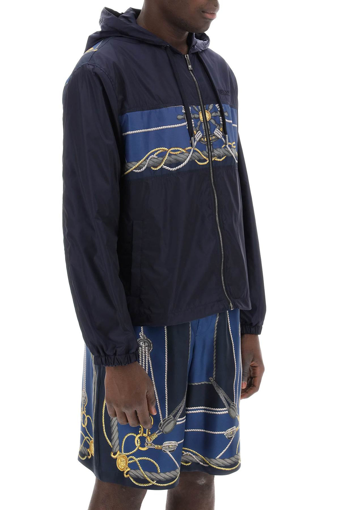 Versace Nautical Hooded Jacket   Blu