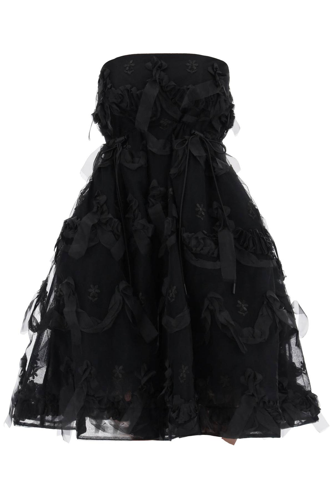 Simone Rocha Tulle Dress With Bows And Embroidery.   Nero