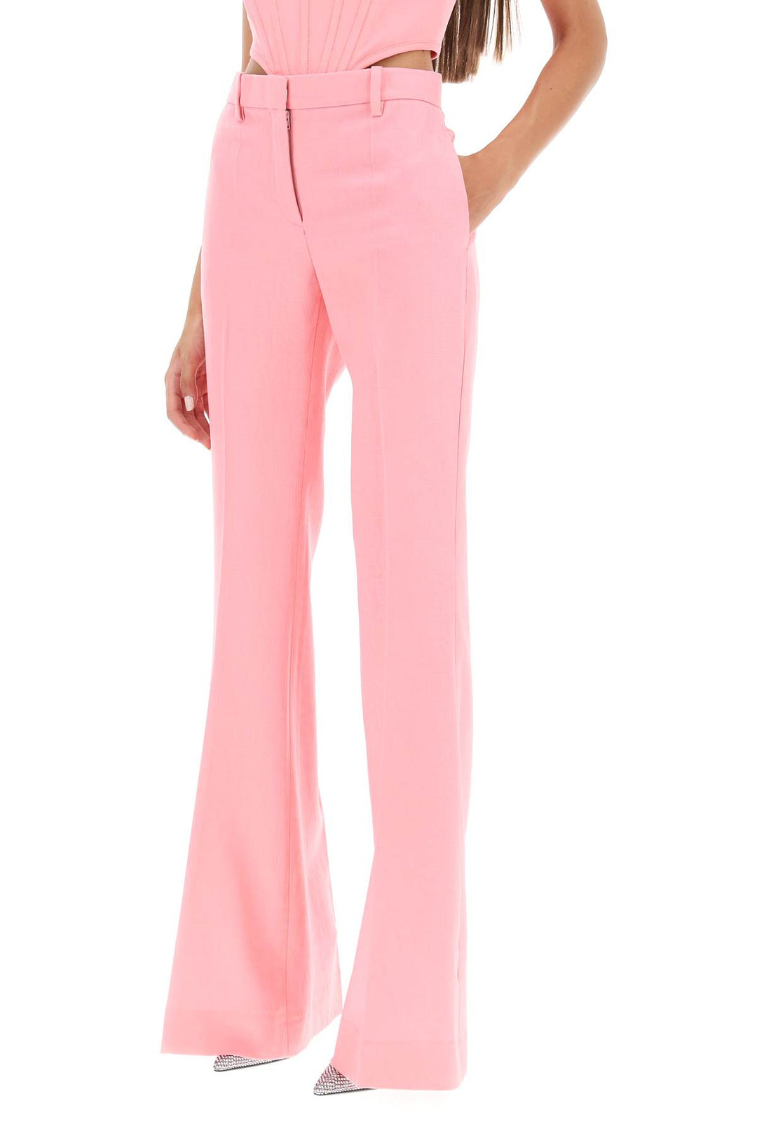 Versace Low Waisted Flared Trousers   Rosa