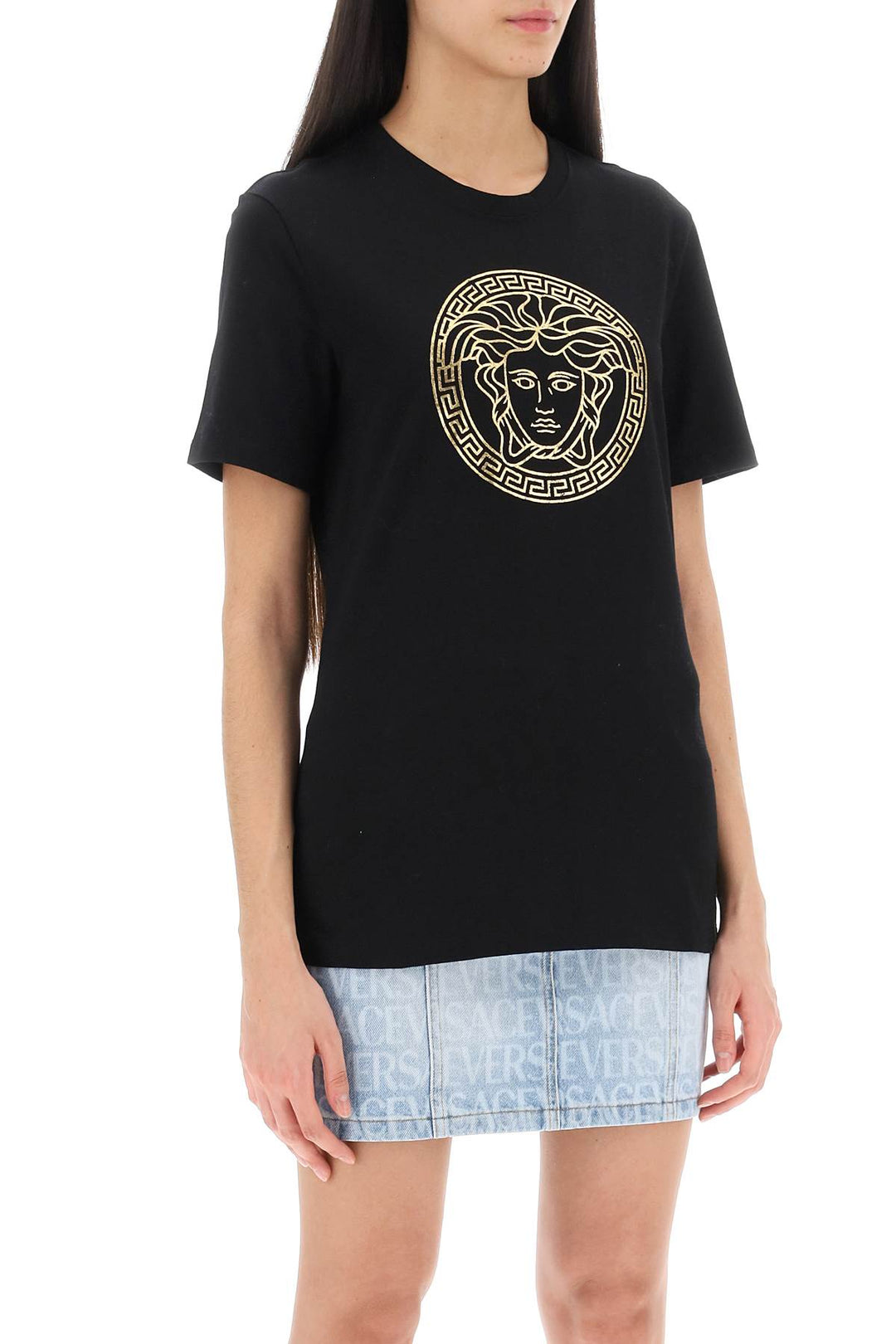 Versace Medusa Crew Neck T Shirt   Oro