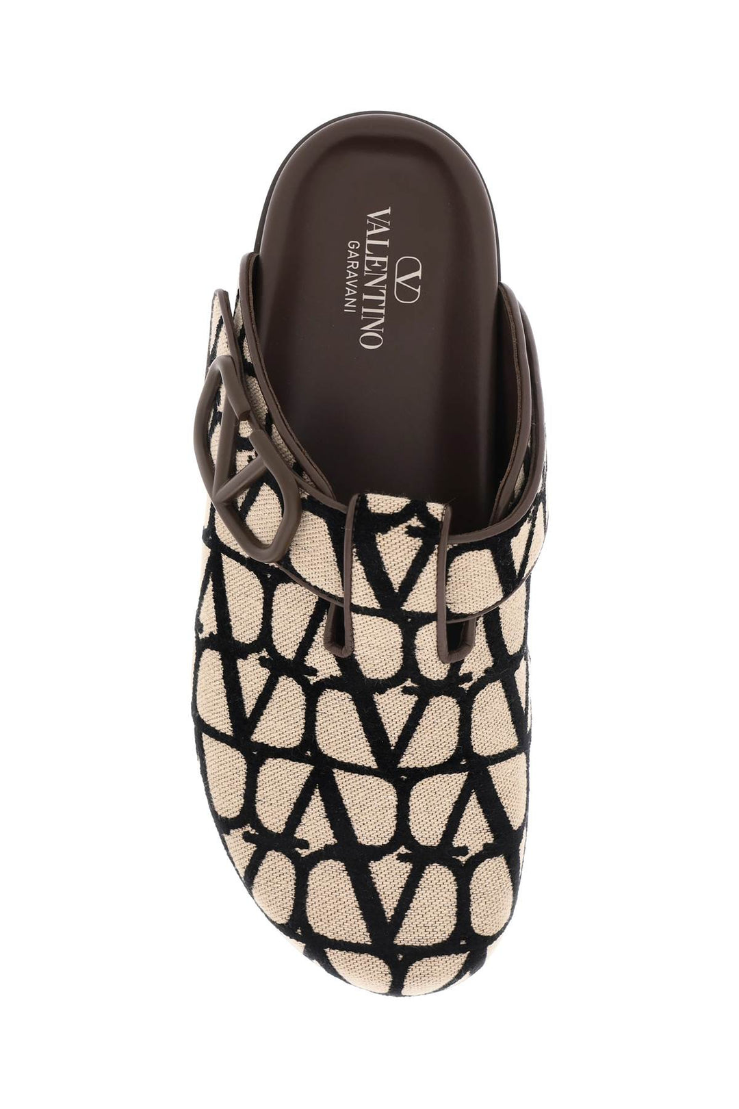 Valentino Garavani Vlogo Toile Iconographe Sabot Shoes   Beige