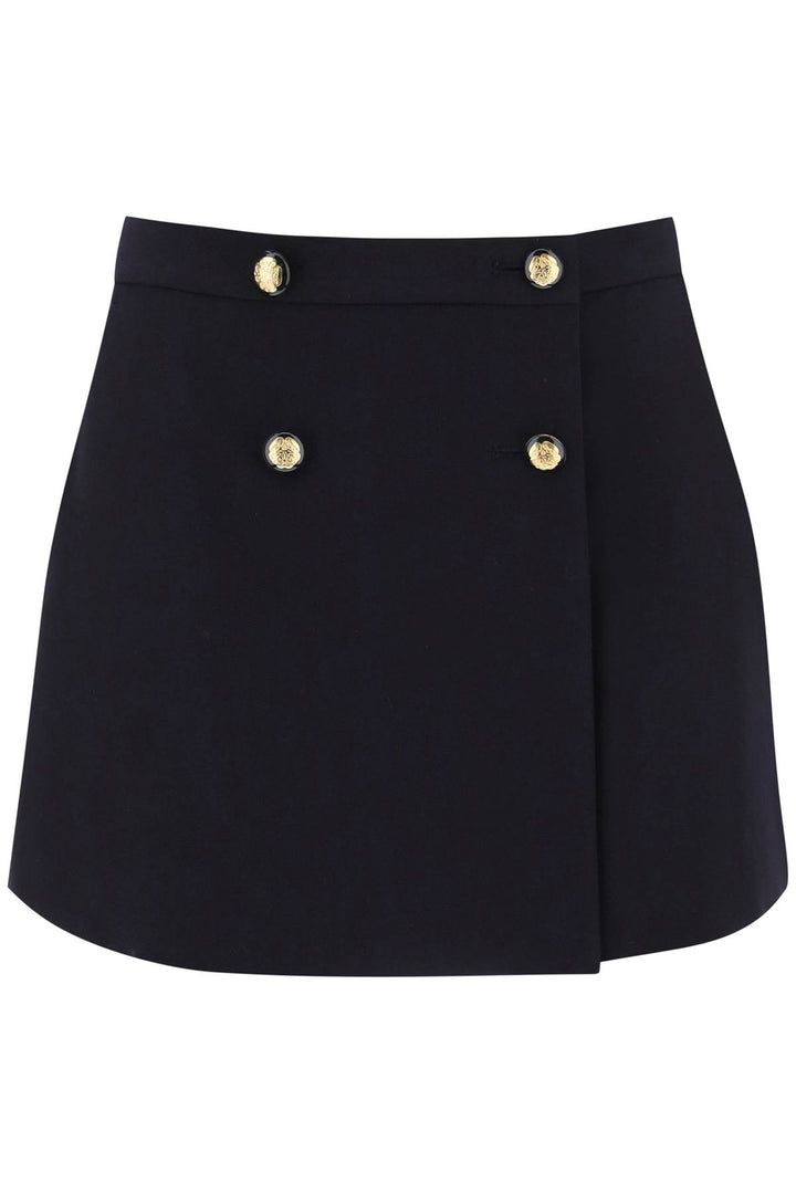 Alexander Mcqueen Mini Wrap Skirt With Seal Buttons   Blu