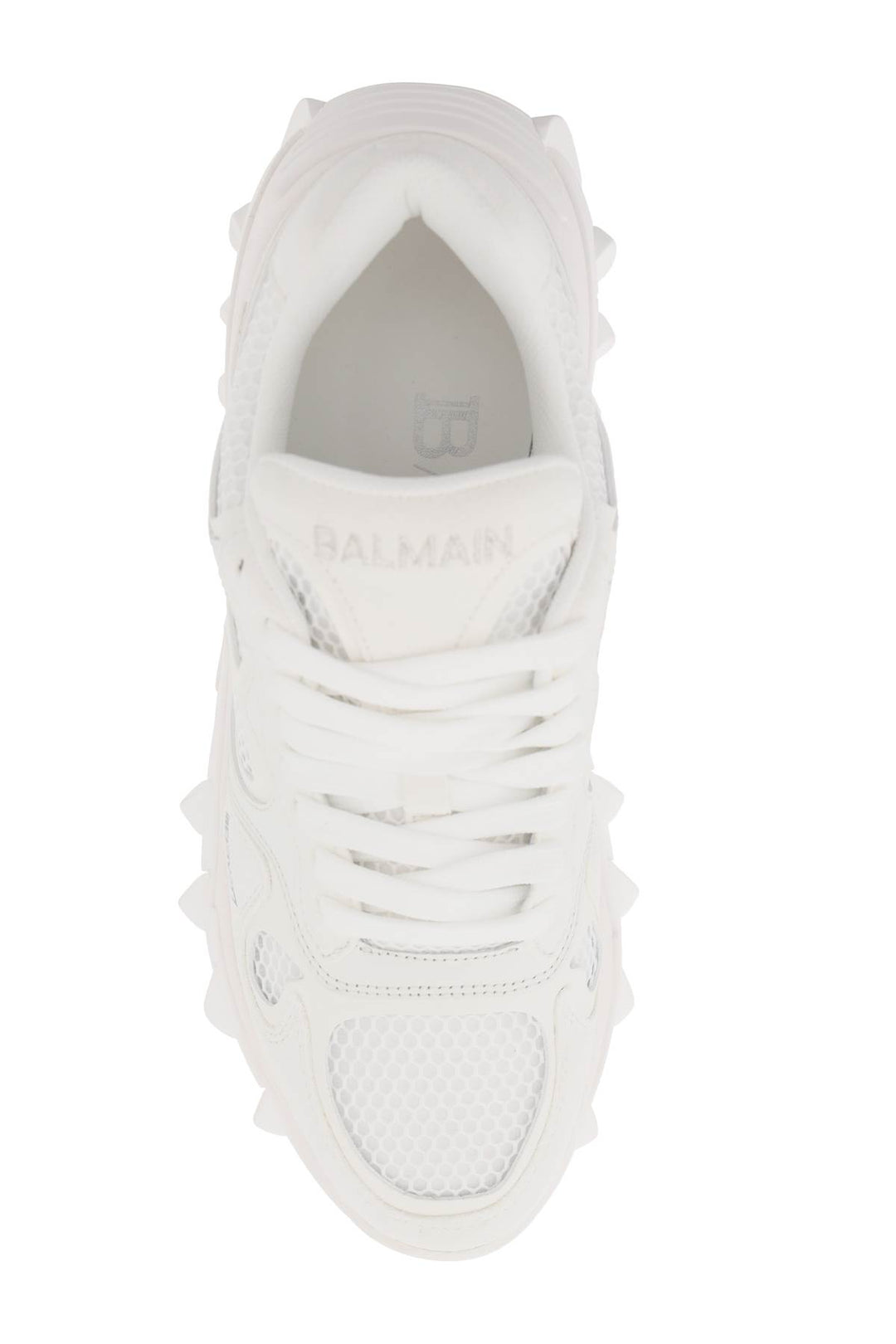 Balmain B East Leather And Mesh Sneakers   Bianco