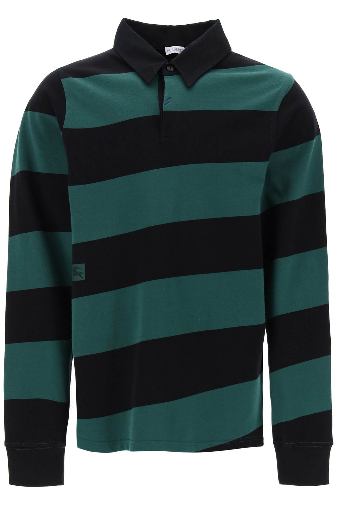 Burberry Striped Long Sleeve Polo Shirt   Verde