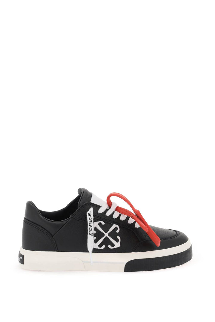 Off White Low Leather Vulcanized Sneakers For   Nero