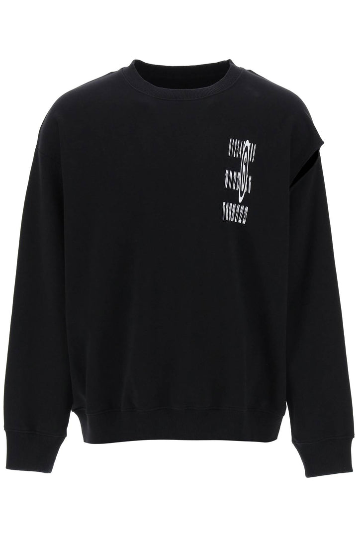 Mm6 Maison Margiela Replace With Double Quotesweatshirt With Cut Out And Numeric   Nero