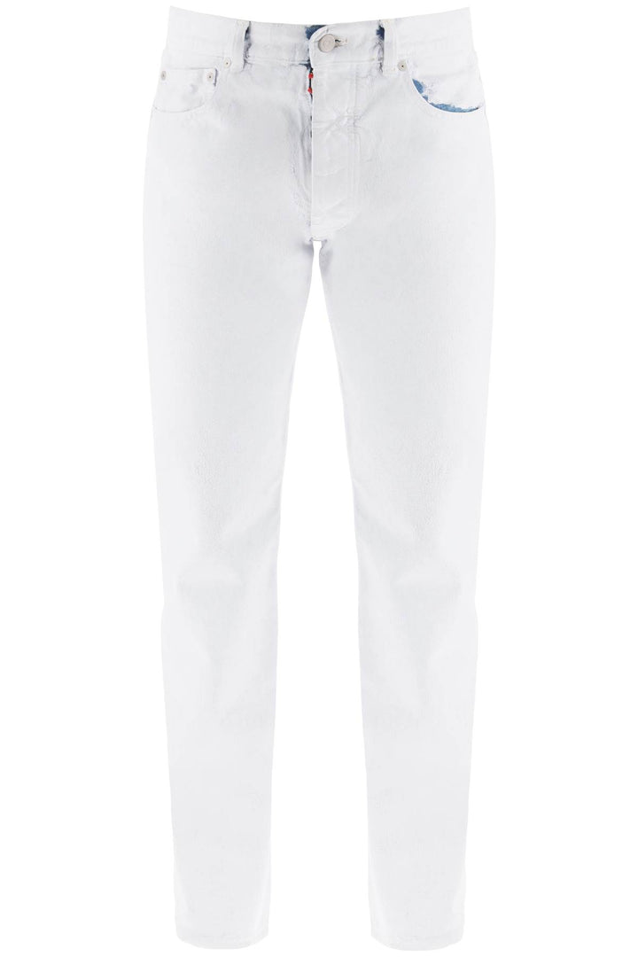 Maison Margiela Jeans In Coated Denim   Bianco