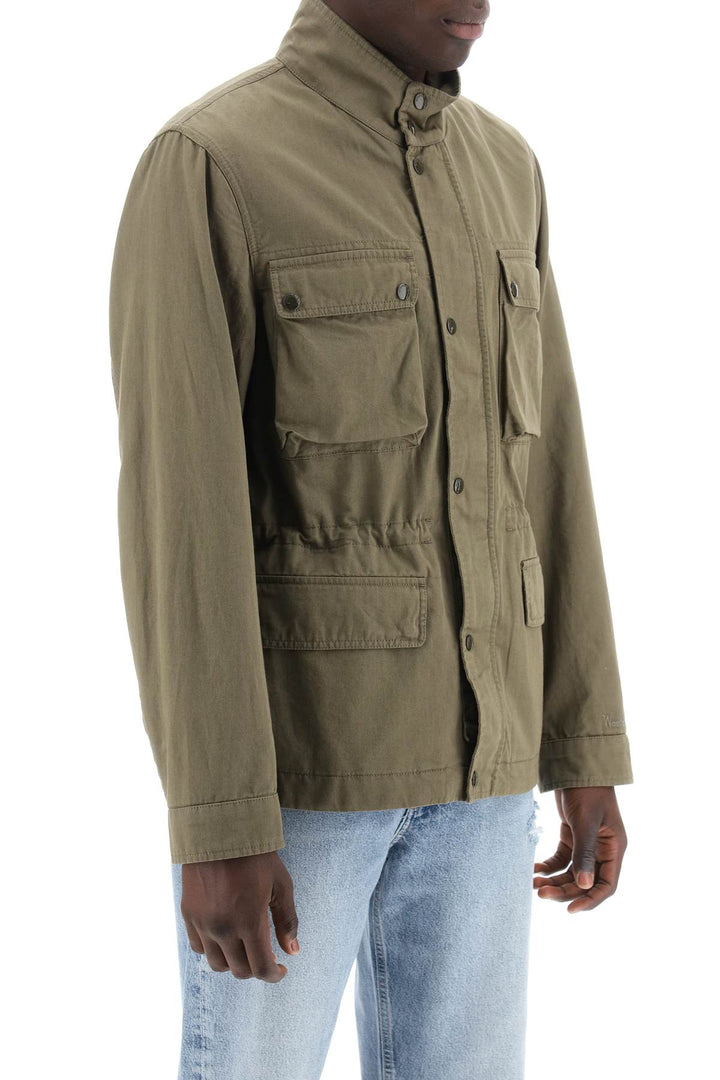 Woolrich Replace With Double Quotefield Jacket In Cotton And Linen Blendreplace With Double Quote   Verde