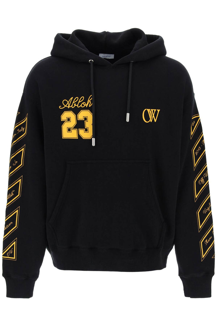 Off White Skated Hoodie With Ow 23 Logo   Nero