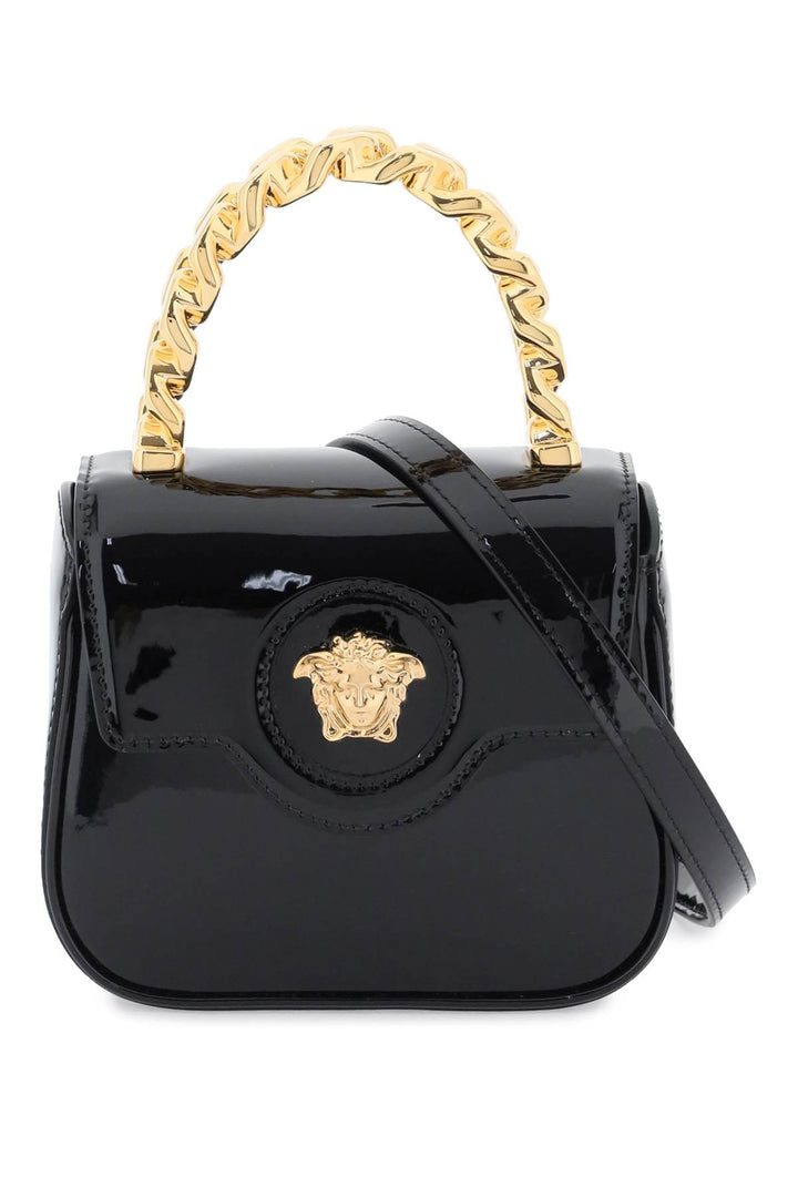 Versace Patent Leather 'La Medusa' Mini Bag   Nero