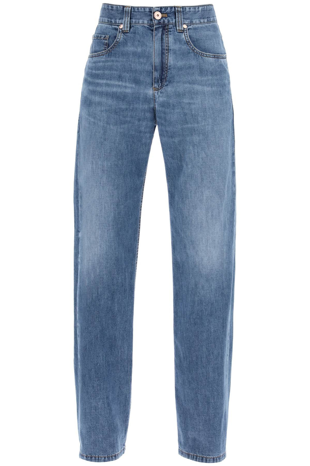 Brunello Cucinelli Loose Cotton Denim Jeans In Nine Words   Blue