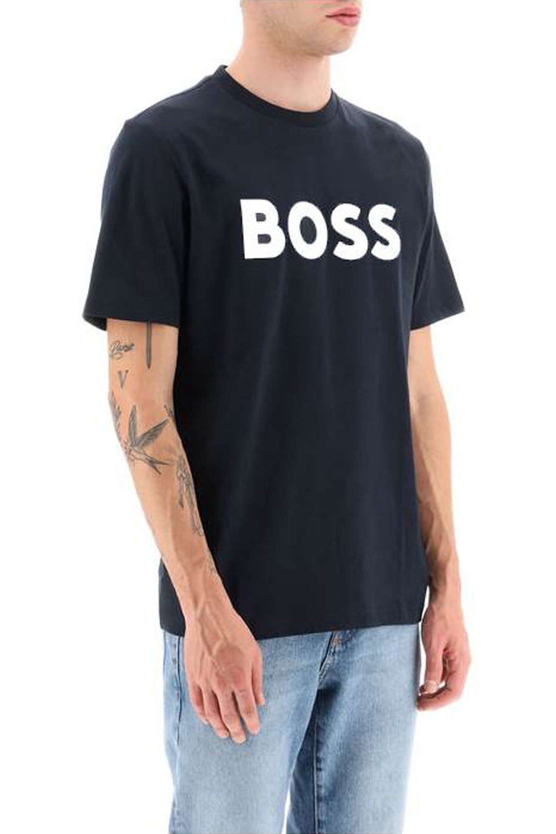 Boss Tiburt 354 Logo Print T Shirt   Blu