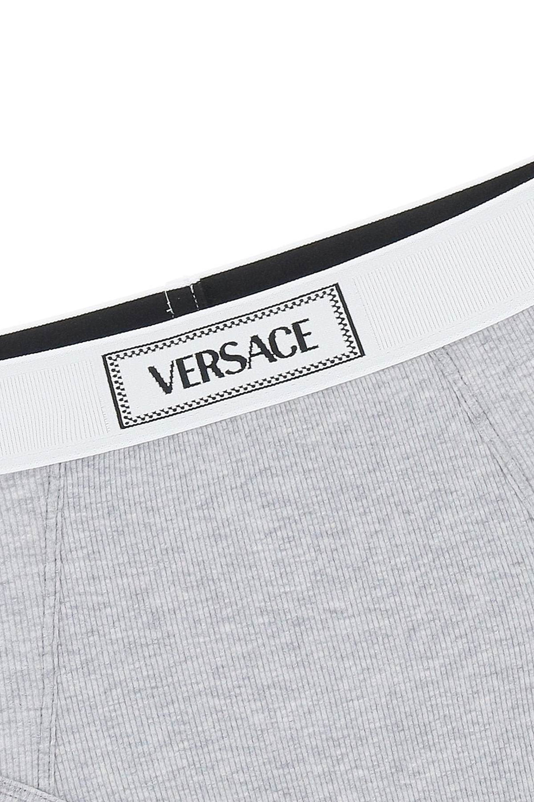 Versace Ribbed Briefs With '90s Logo   Grigio