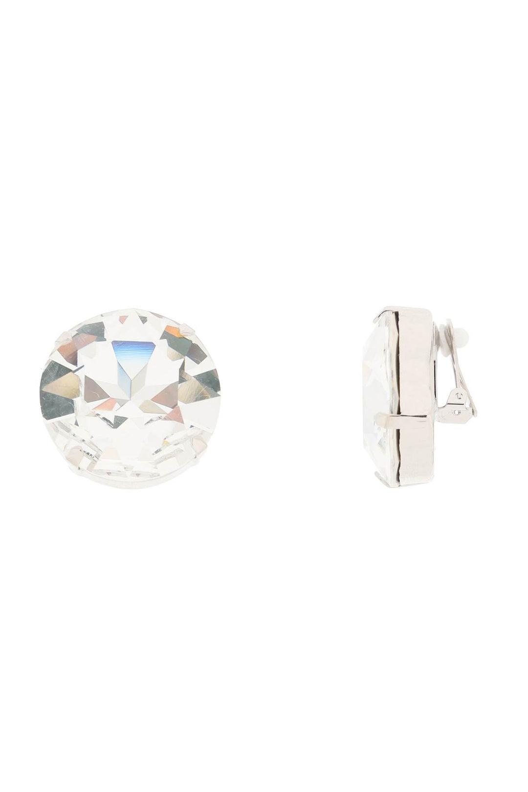 Alessandra Rich Large Crystal Clip On Earrings   Argento