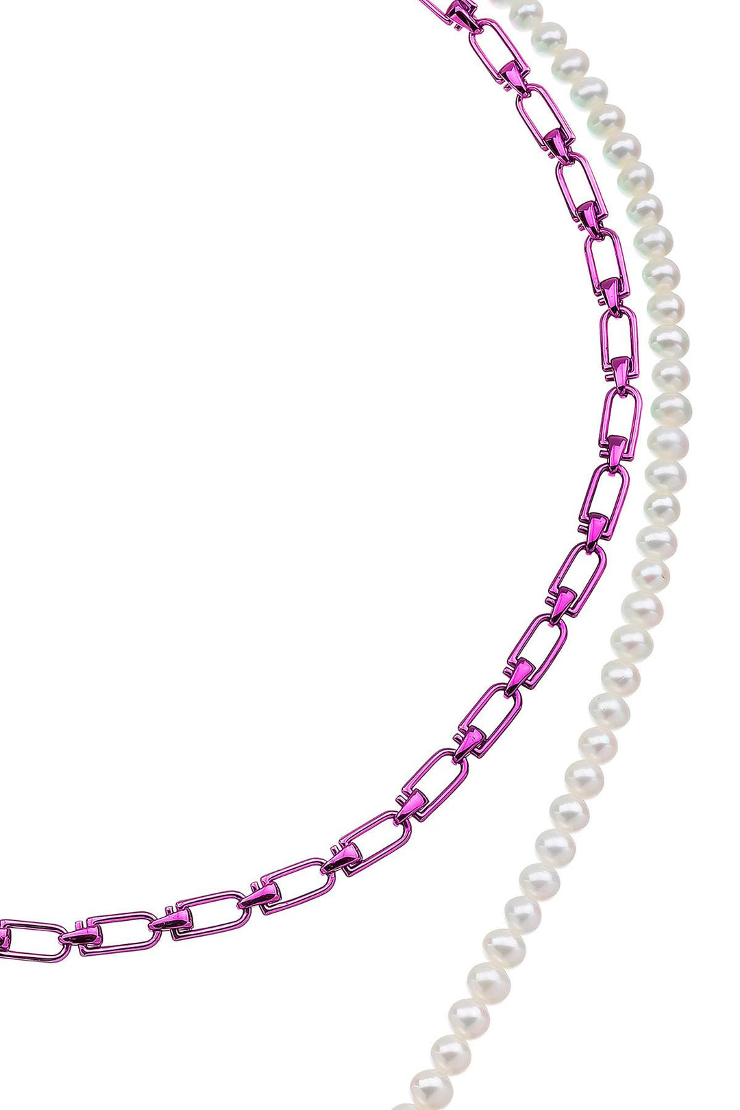 Eera 'Reine' Double Necklace With Pearls   Bianco