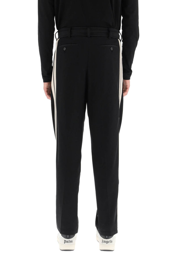 Palm Angels Drawstring Cotton Pants With Side Bands   Nero
