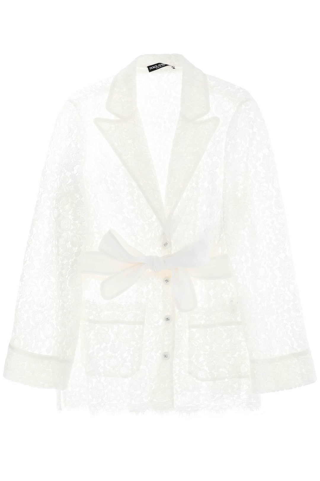 Dolce & Gabbana Pajama Shirt In Cordonnet Lace   Bianco