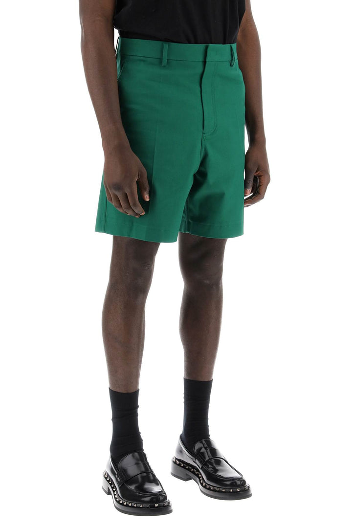 Valentino Garavani Replace With Double Quotecanvas Bermuda Shorts With V Detailreplace With Double Quote   Verde