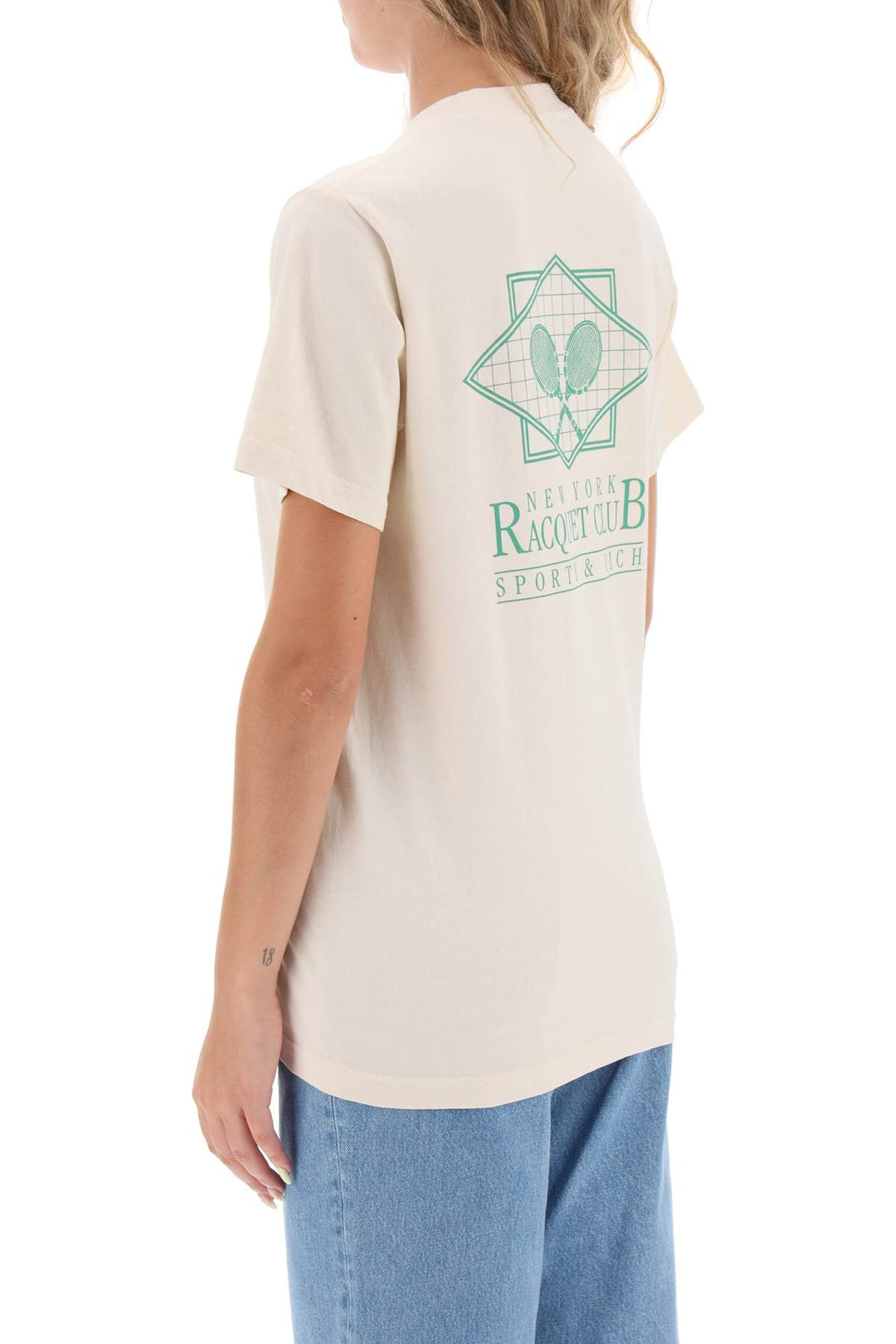 Sporty Rich 'Ny Racquet Club' T Shirt   Beige