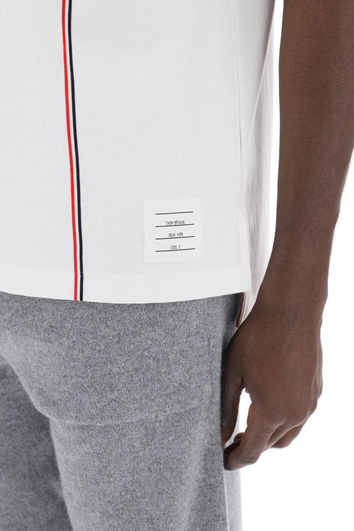 Thom Browne Polo Shirt With Tricolor Intarsia   Bianco