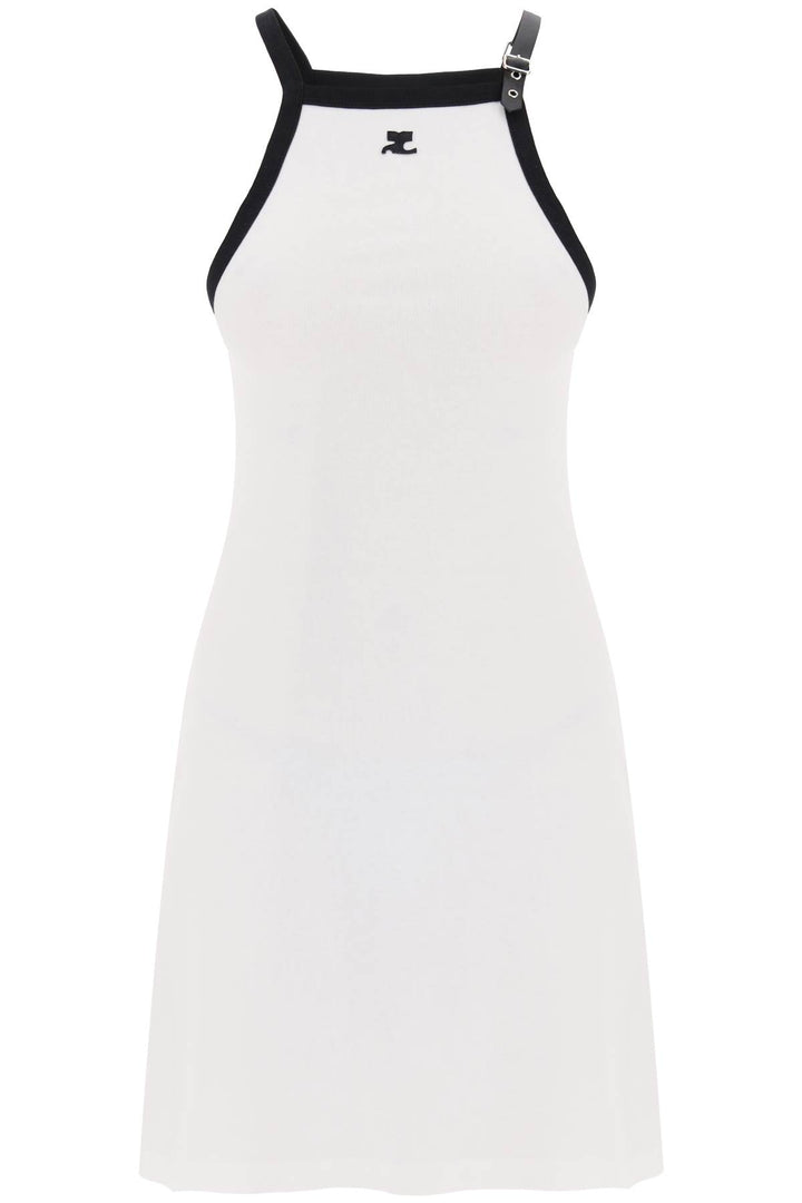 Courreges Bicolor Jersey Mini Dress In   Bianco