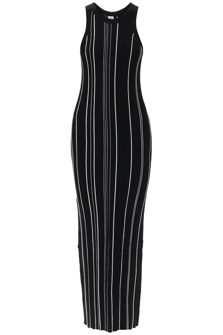Toteme Replace With Double Quotelong Ribbed Knit Naia Dress In   Nero