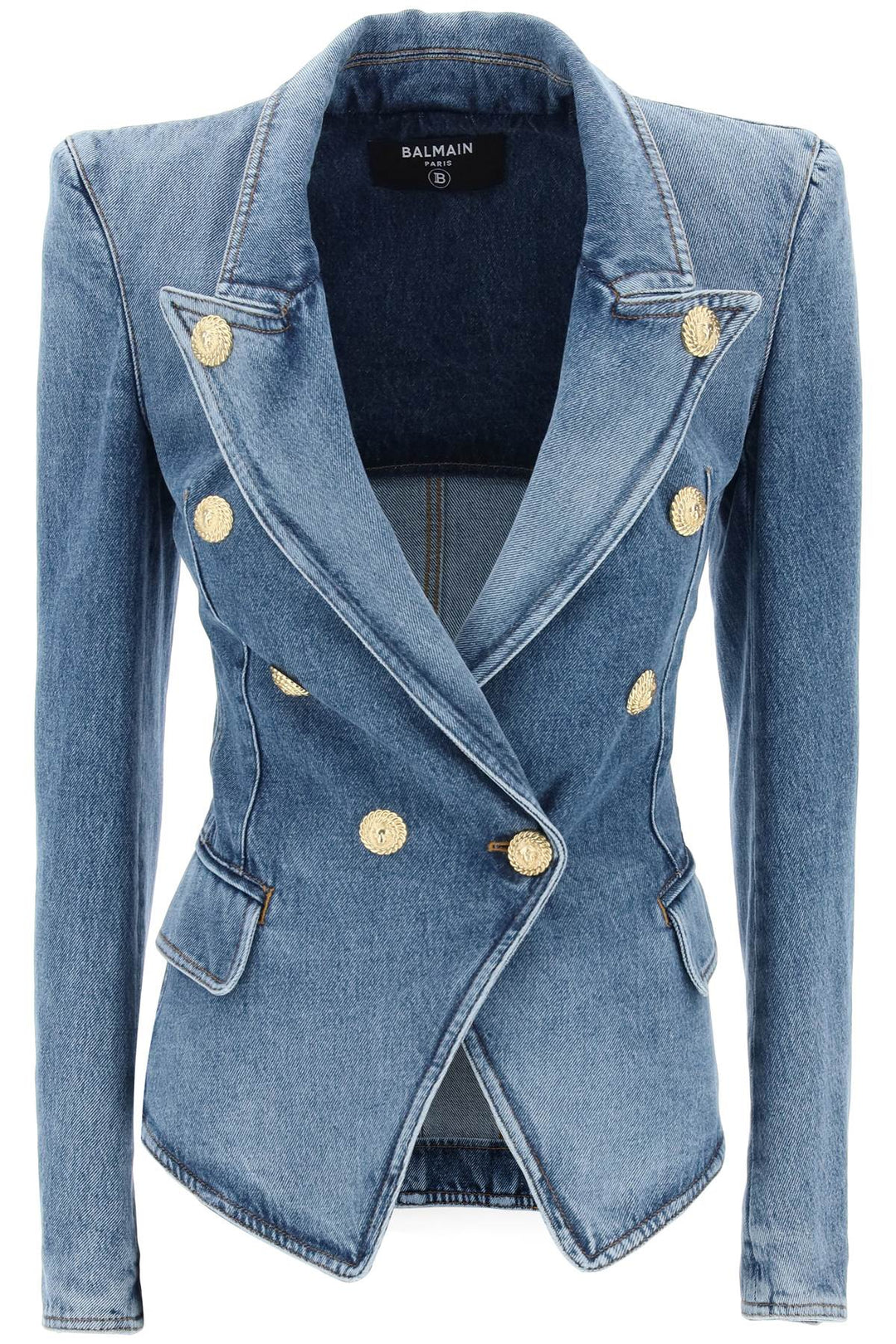 Balmain Denim Jacket With Eight Buttons   Blu