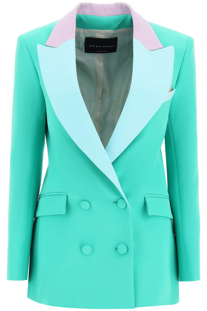 Hebe Studio 'Bianca' Double Breasted Blazer In Neo Crepe   Verde