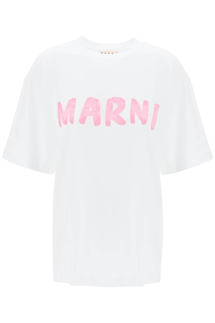 Marni T Shirt With Maxi Logo Print   Bianco
