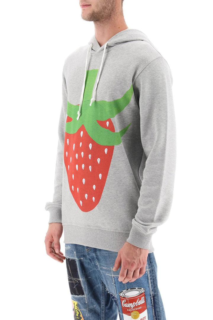Comme Des Garcons Shirt Strawberry Printed Hoodie   Grigio