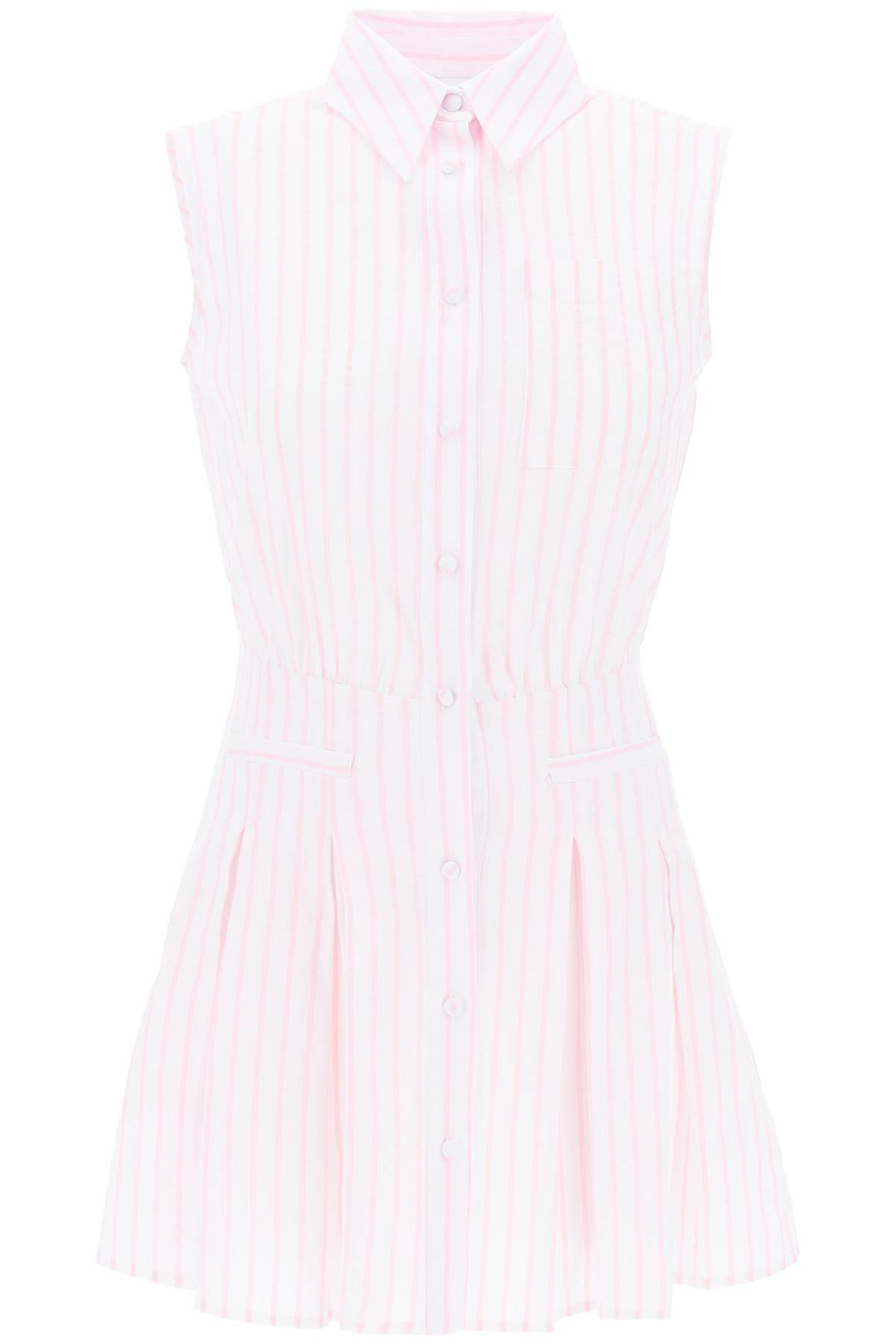 Mvp Wardrobe Striped Mini Chemisier Dress   Rosa