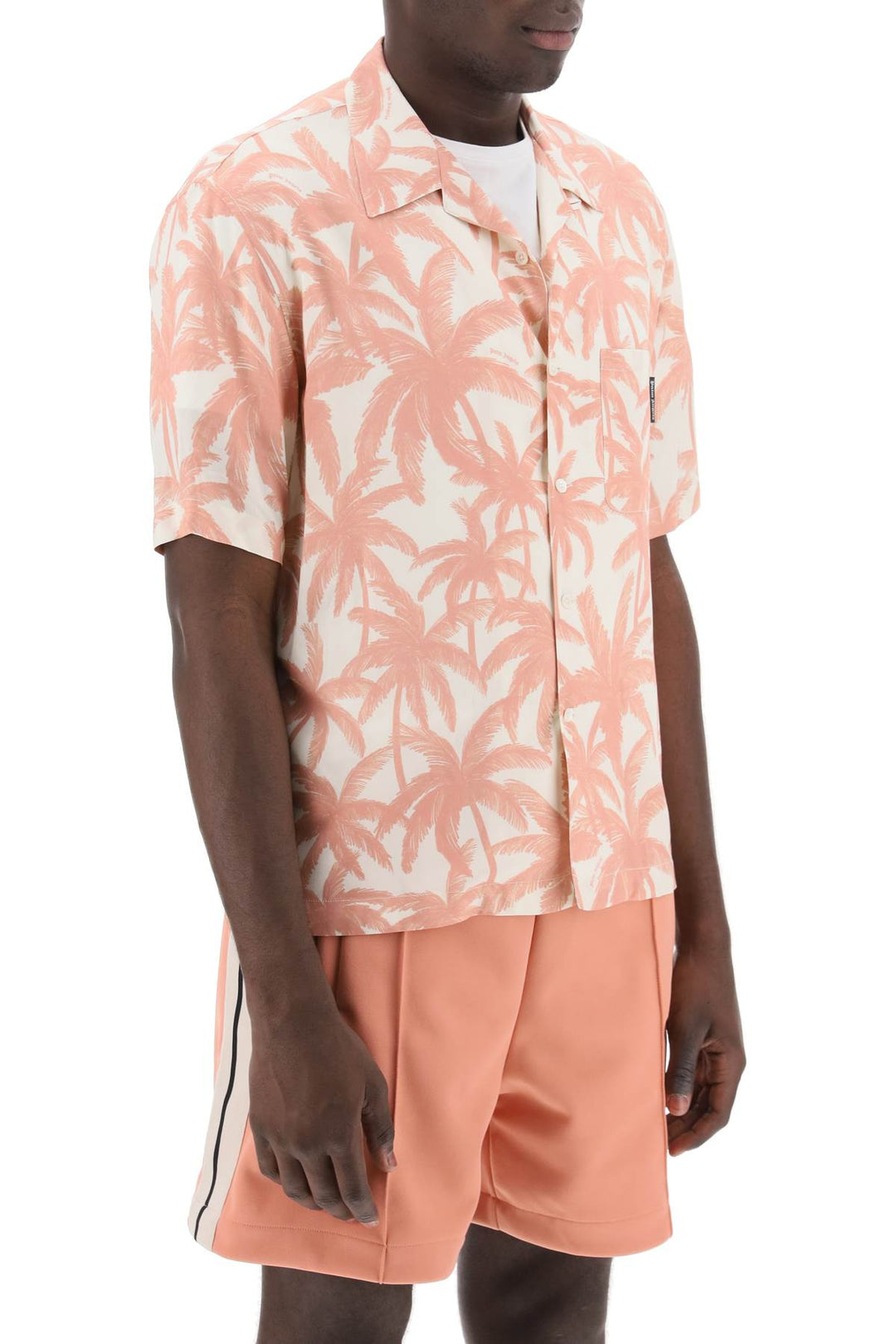 Palm Angels Bowling Shirt With Palms Motif   Rosa