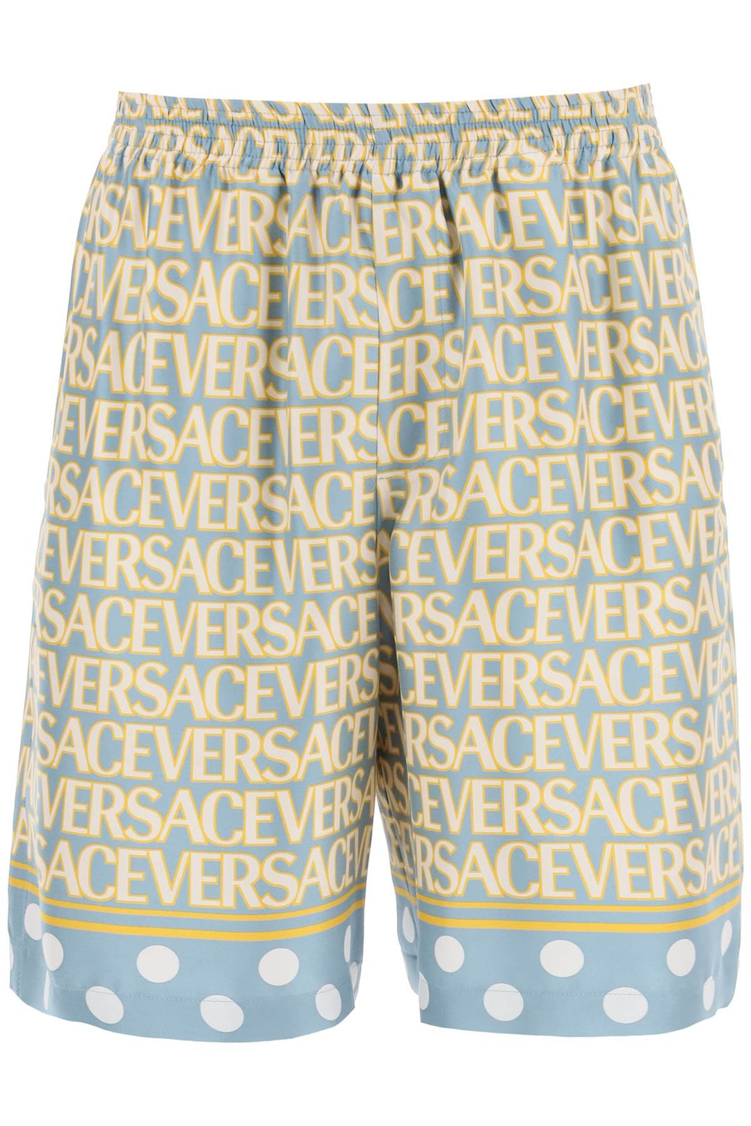 Versace Allover Silk Shorts   Celeste