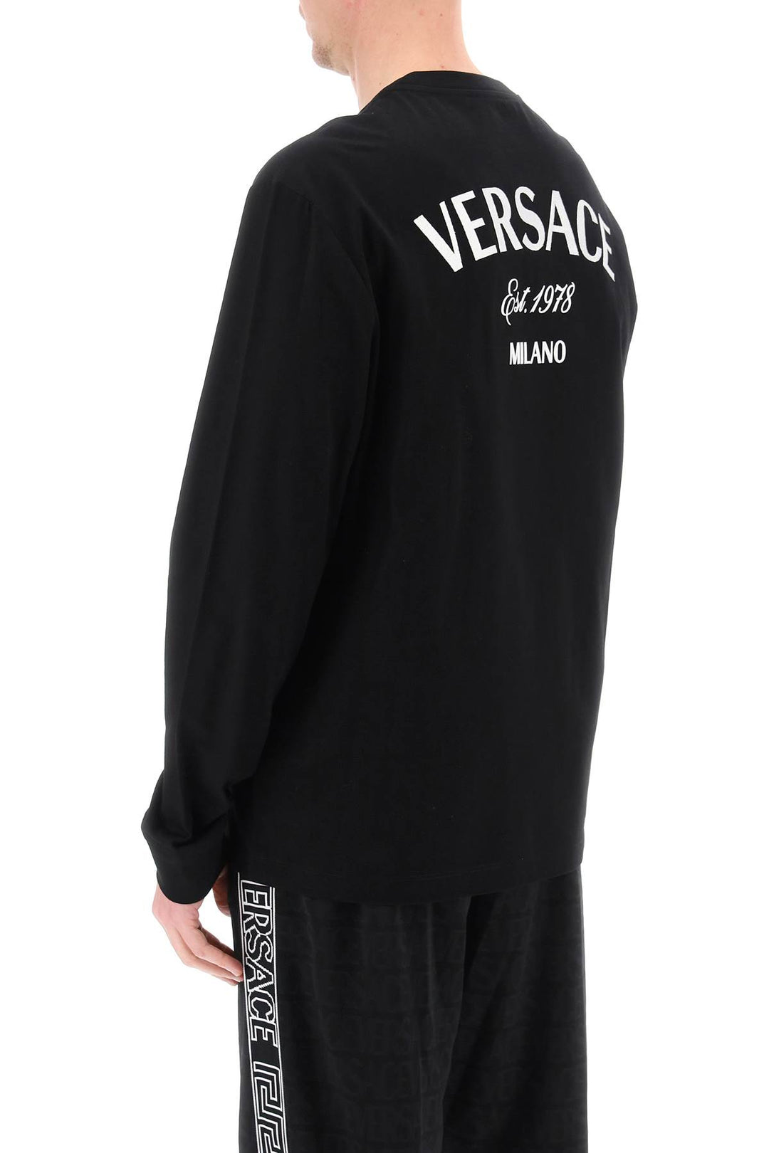 Versace Milano Stamp Long Sleeved T Shirt   Nero