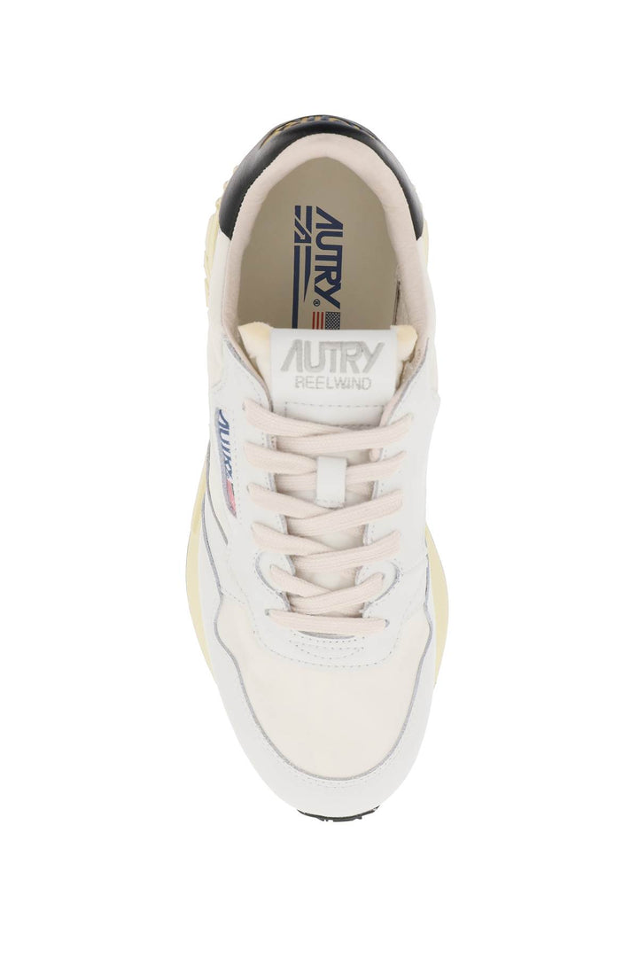 Autry Low Cut Nylon And Leather Reelwind Sneakers   Bianco