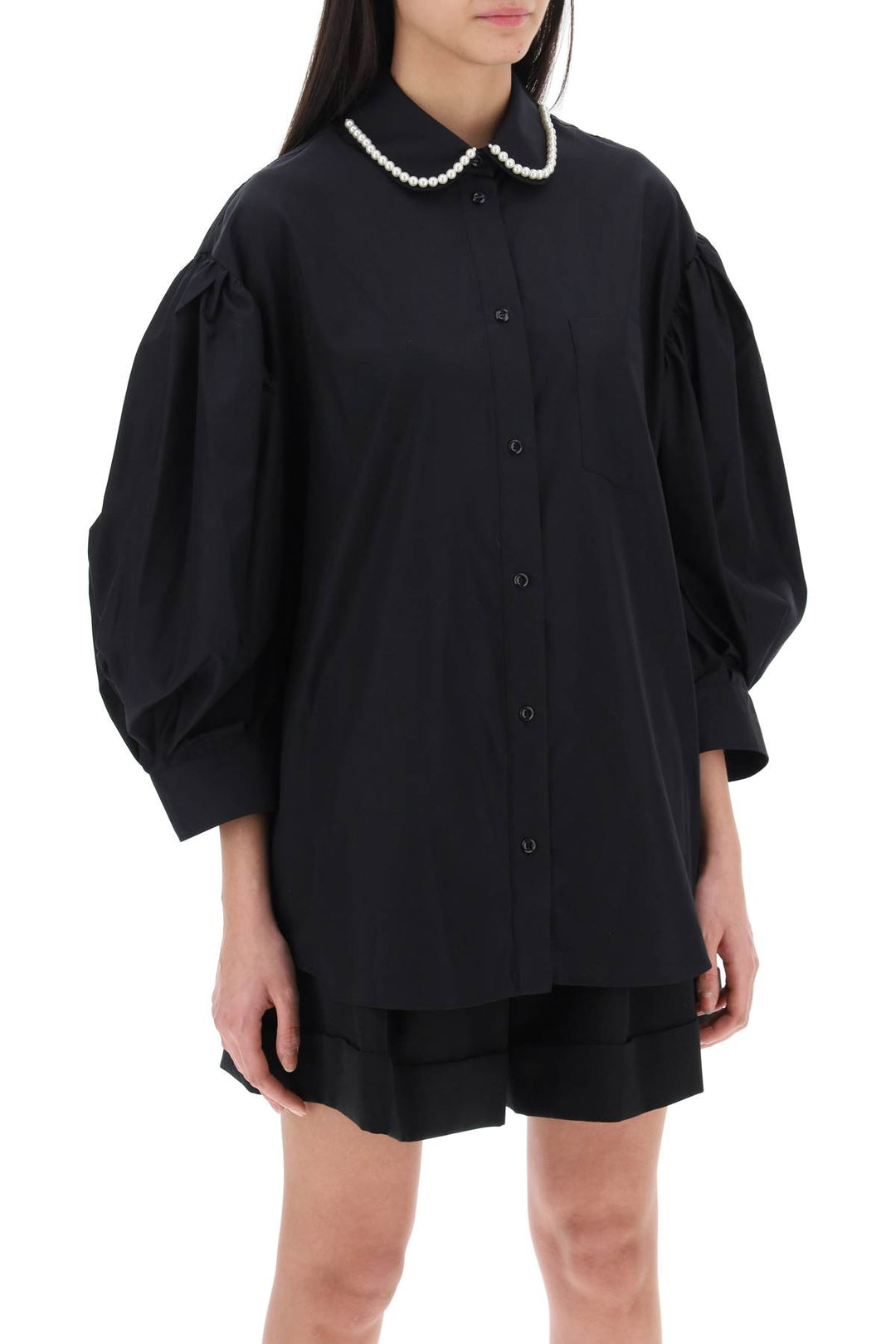Simone Rocha Puff Sleeve Shirt With Embellishment   Nero