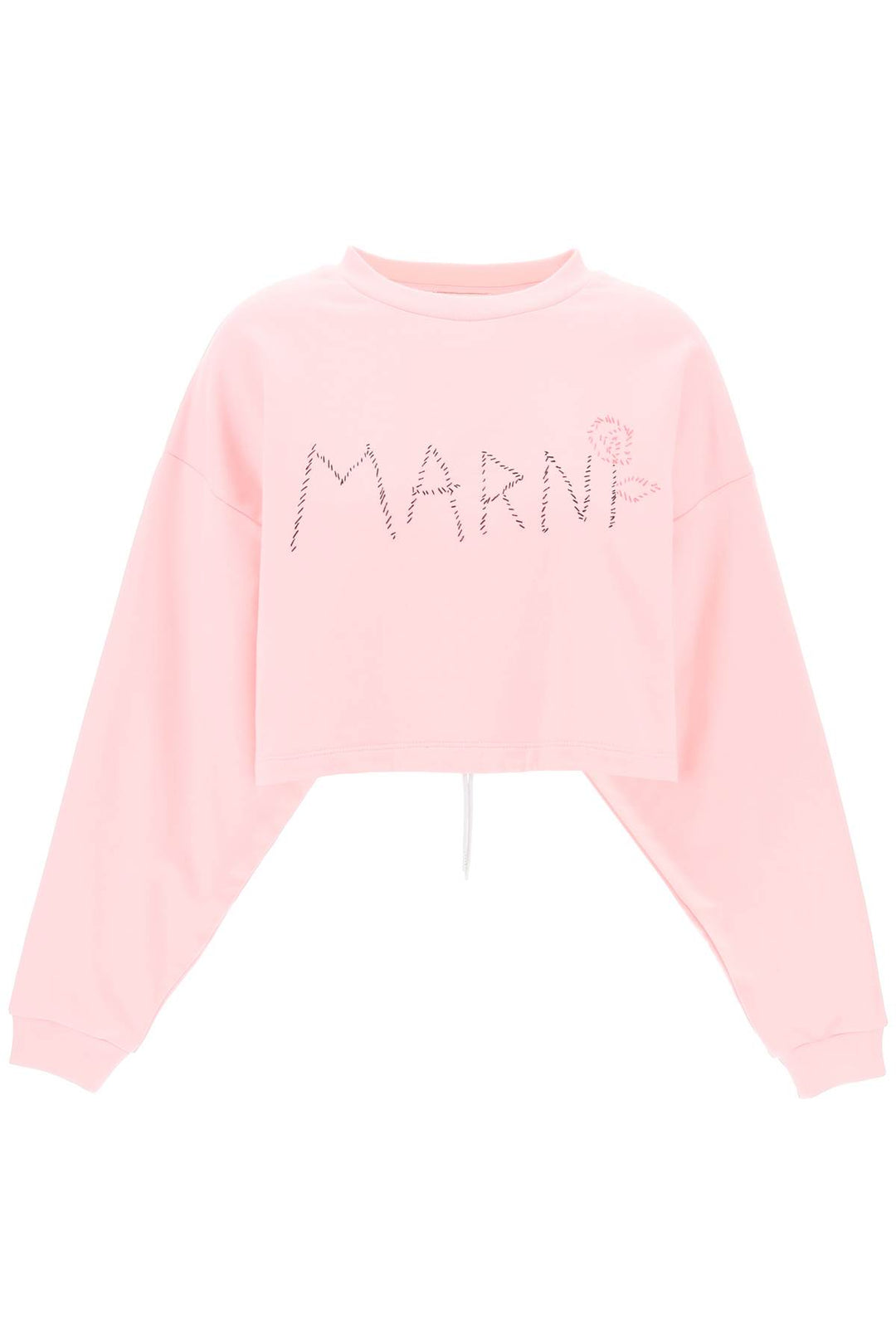 Marni Replace With Double Quoteorganic Cotton Sweatshirt With Hand Embroid   Rosa
