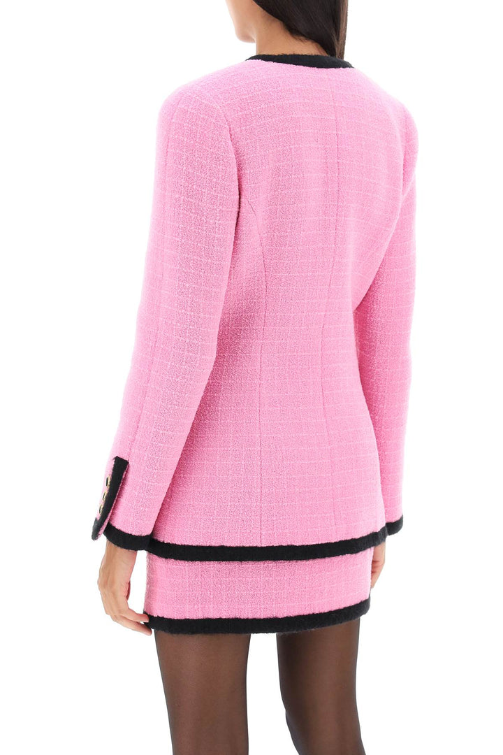 Alessandra Rich Double Breasted Boucle Tweed Jacket   Rosa