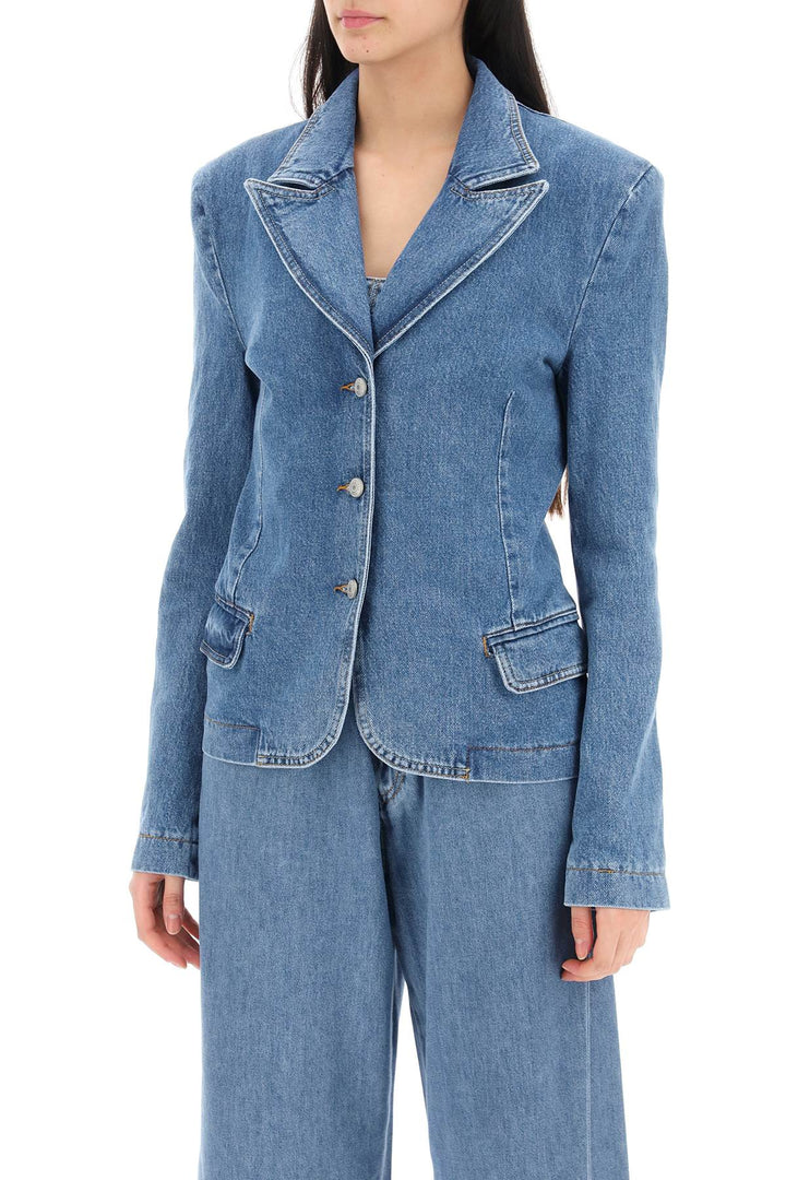 Magda Butrym Single Breasted Jacket In Denim   Blu